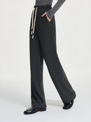 Drawstring Waist Wool Blended Pants