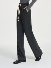 Drawstring Waist Wool Blended Pants