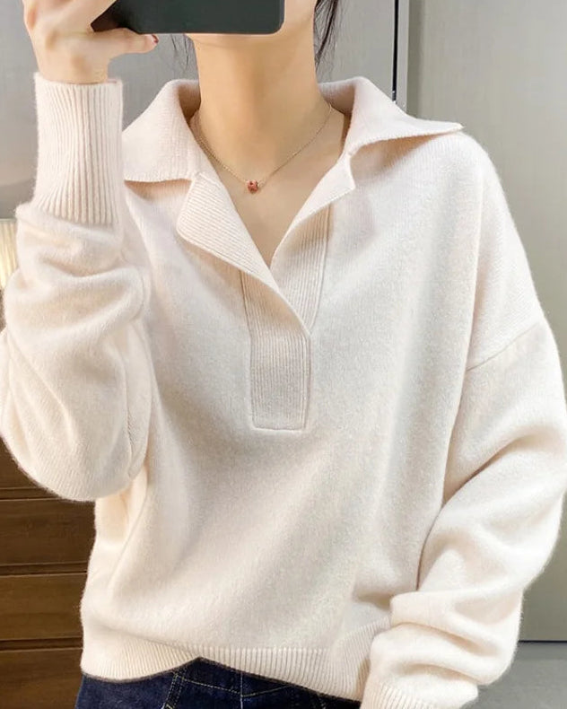 Merino Wool Polo Neck Sweater