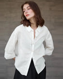 Casual Three-Quarter Sleeve Collared Lace Shirt