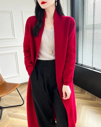 Loose-Fitting Long Wool Cardigan Sweater