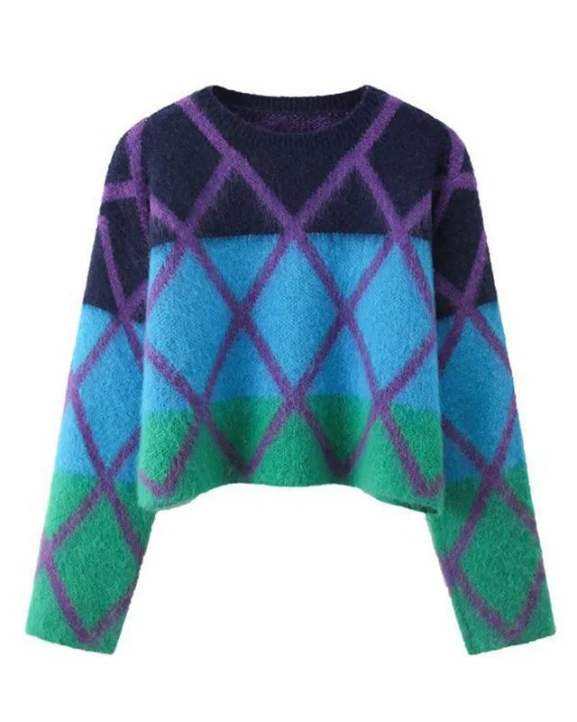 Geometry Round-Neck Knitted Sweater