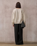 Fashionable Linen U-Neck Long-Sleeved Shirt