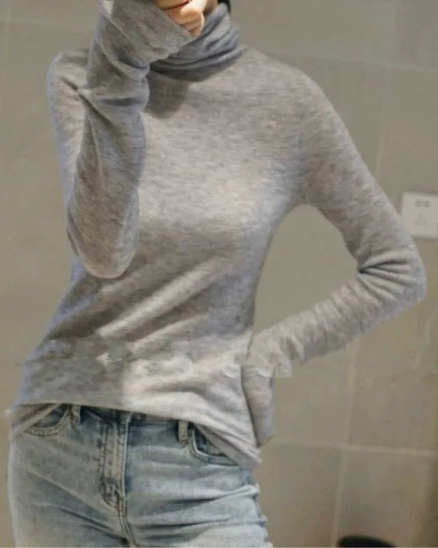 Stretch Wool Turtleneck Sweater
