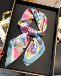 Floral Print Satin Square Scarf