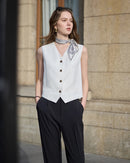 Tailored Linen Blend V-Neck Vest