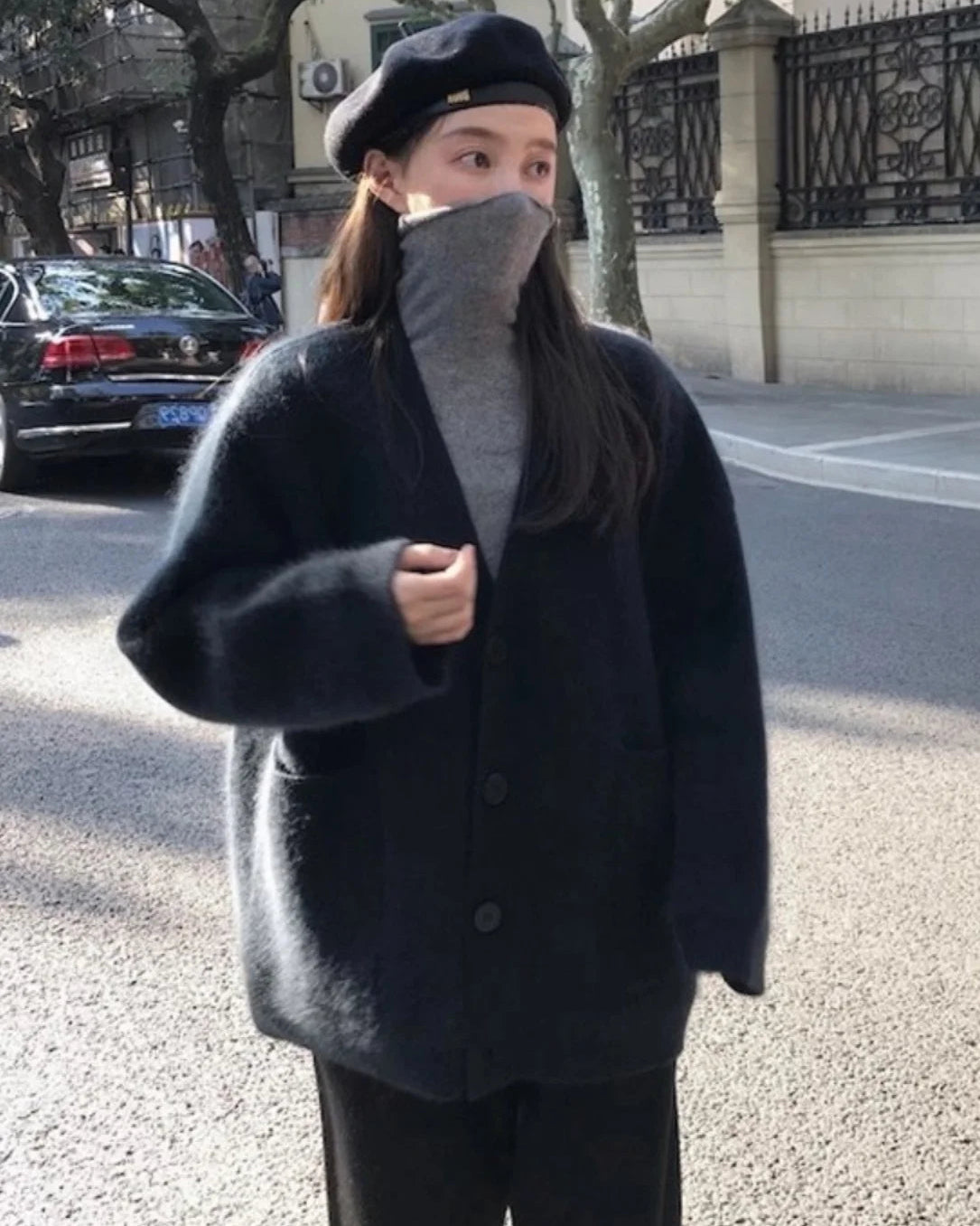 Mid-Length Cashmere V-Neck Cardigan
