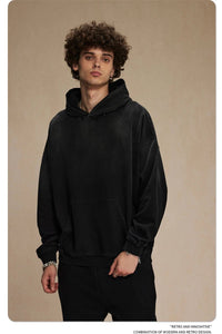 Retro Gradient Distressed Holes Washed Hoodies