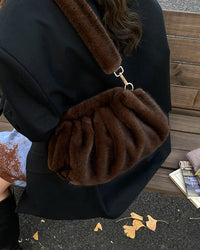 Ruched Faux Fur Cloud Shoulder Bag