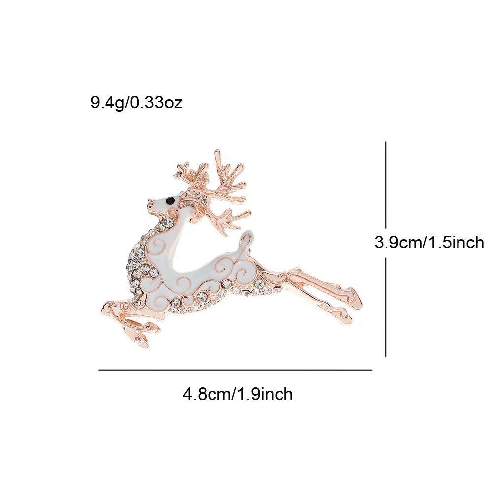Running Deer Rhinestone Brooches