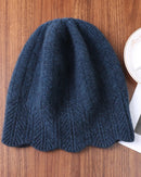 Scalloped Pointelle Wool Beanie