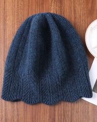 Scalloped Pointelle Wool Beanie