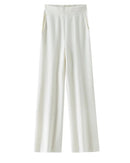 High-Waist Knit Wide-Leg Floor-Length Pants
