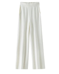 High-Waist Knit Wide-Leg Floor-Length Pants