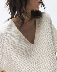 Stylish V-Neck Loose-Fitting Pure Cotton T-Shirt