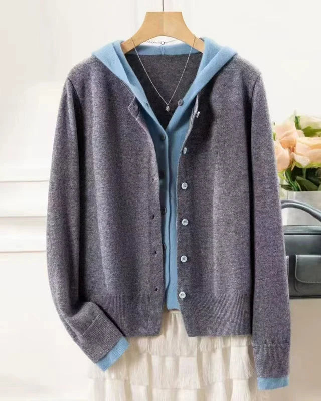 Heavyweight Double-Breasted Cashmere Hooded Cardigan