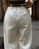 High-Waisted Wide-Leg Cotton Trousers
