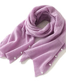 Merino Wool Solid Hollow Knit Shawl Scarf Wrap