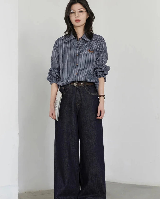Relaxed Plaid Office Blouse