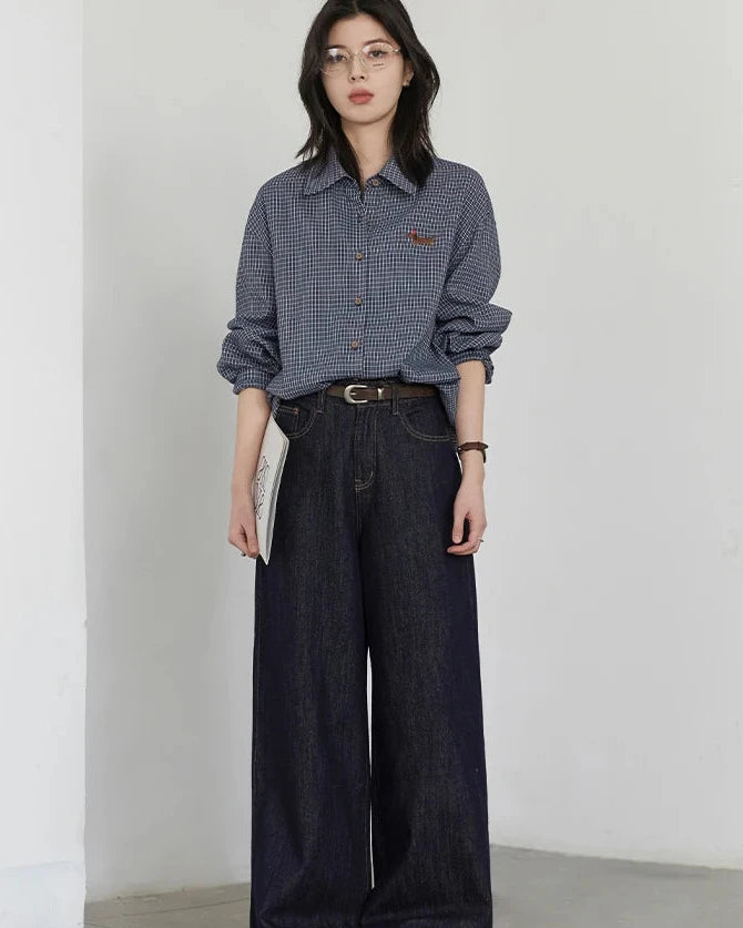 Relaxed Plaid Office Blouse