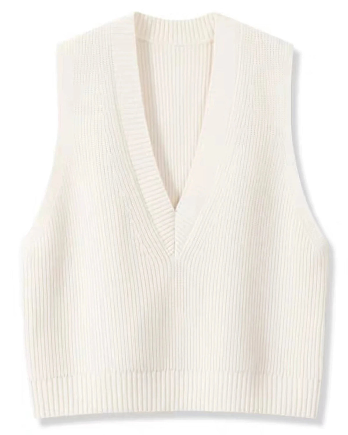 Merino Wool Knitted V-Neck Vest