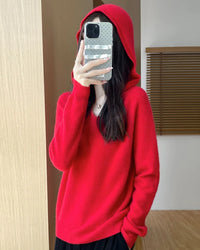 Merino Wool Hooded Pullover Sweater