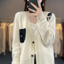 Crochet Merino Wool V-neck Cardigan