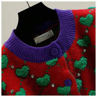 Ugly Sweater Heart Detail Knitted Short Cardigan