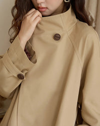 Stand-Collar Belted Trench Coat