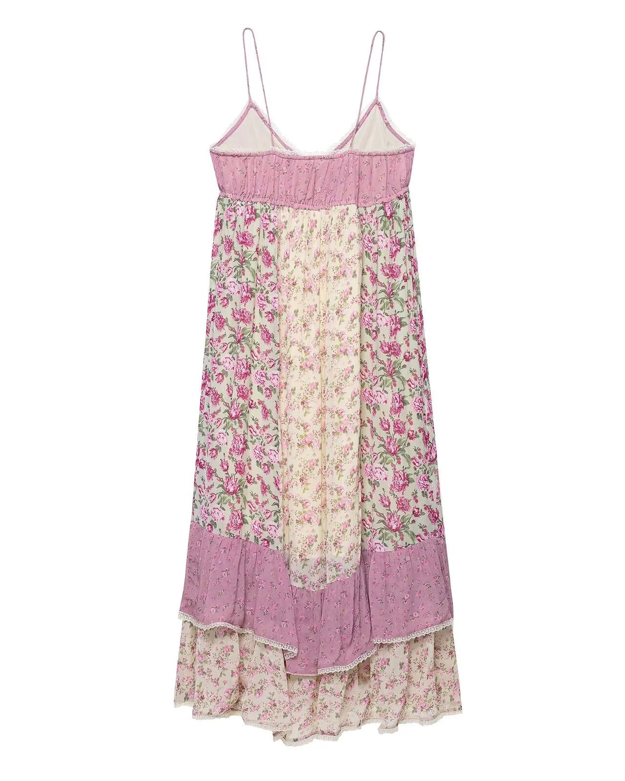 Fashionable Floral Patchwork Halter Maxi Dress