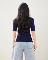 Slim Knit Short-Sleeve Cardigan