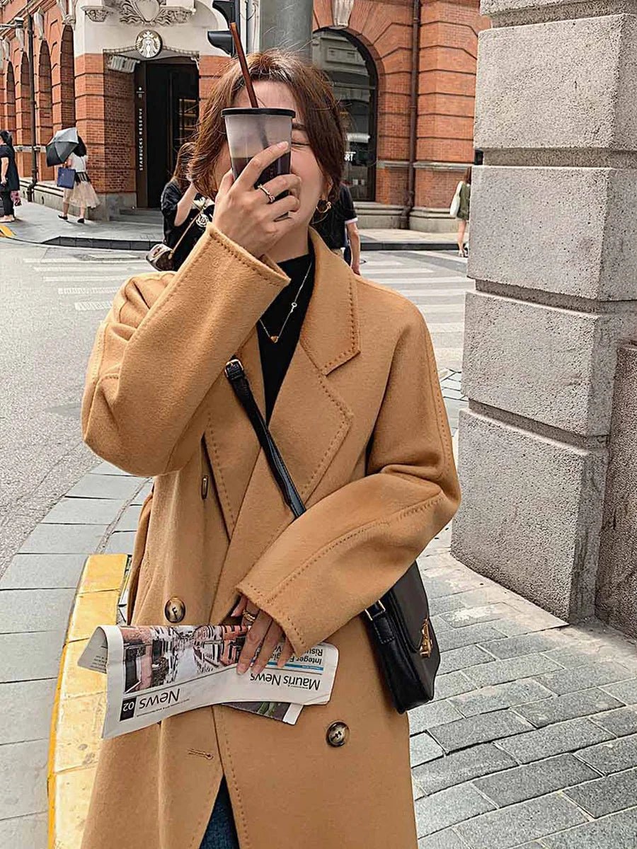 Double Breasted 100% Wool Long Coat