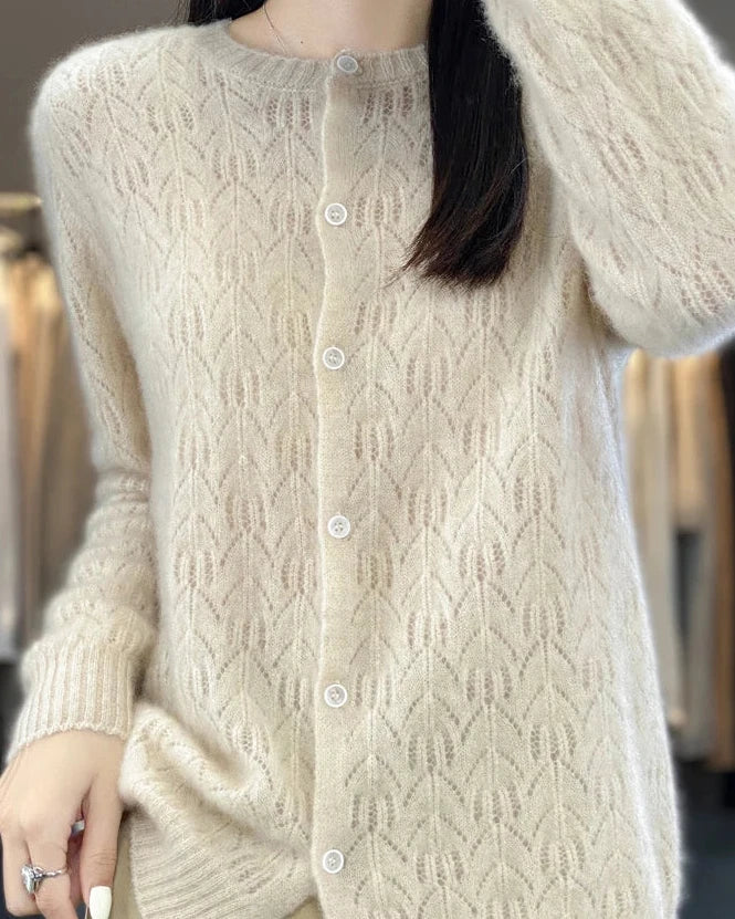 Thick Button-Front Merino Wool Cardigan