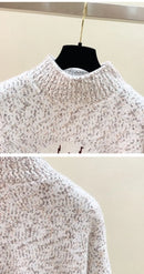 Elk printed Mink Velvet Mock Neck Sweater