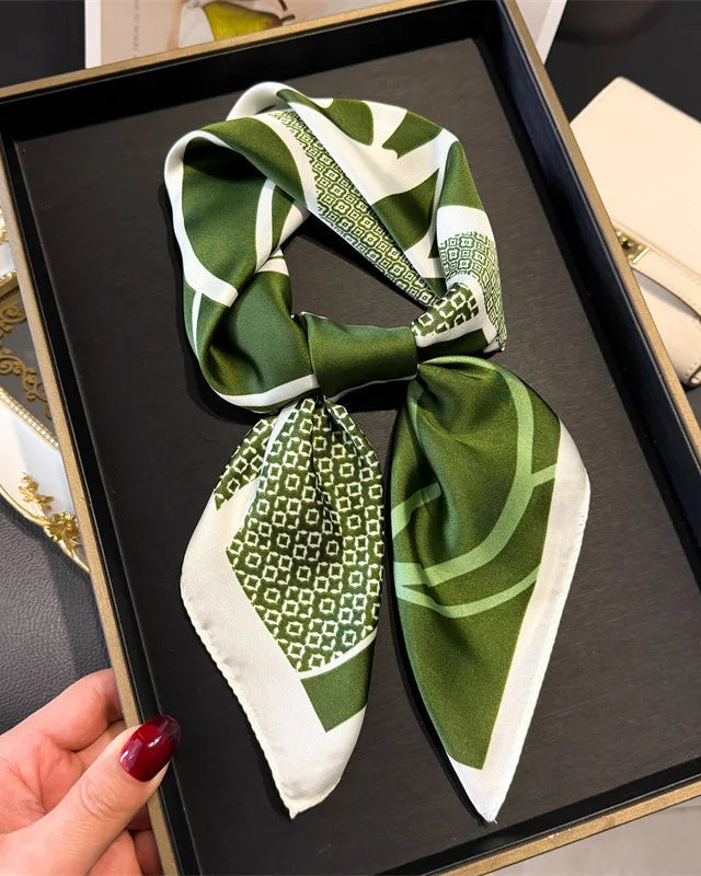 Floral Print Satin Square Scarf