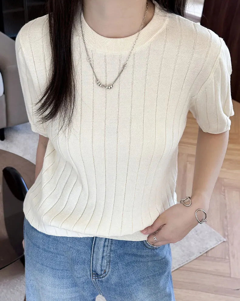 Essential Cotton Knit Pullover Top