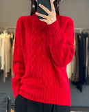 Merino Wool Twist Turtleneck Sweater