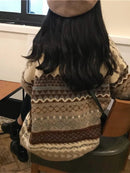 Stripe Patterned Loose Sweater Pullover