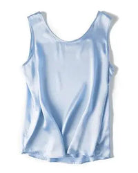 Crew-Neck Sleeveless Silk Top