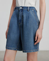 Wide-Leg Denim Shorts