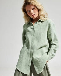 Lapel Collar Single-Breasted Loose-Fitting Shirt