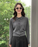 Cashmere Polo Collar Short Cardigan
