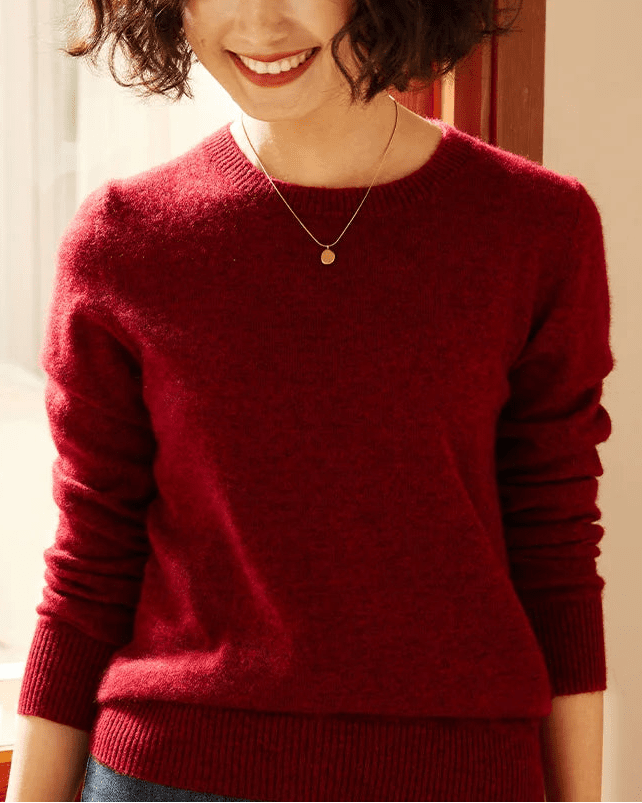 Cashmere Crew Neck Long-Sleeved Pullover Sweater