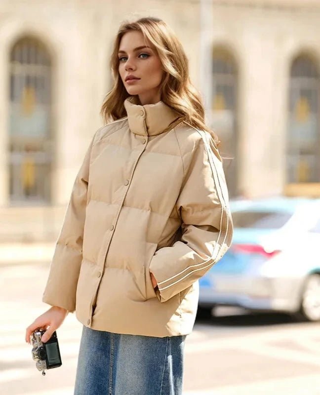 Stand-Up Collar Raglan Sleeve Windproof Down Jacket