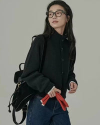 Pure Cashmere Solid Loose Thick Knit Cardigan Coat