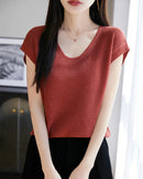 Crew-Neck Sleeveless Knit Top