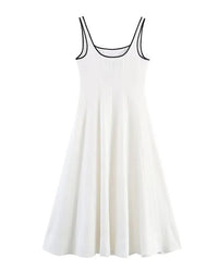 Square Neck Backless Zipper Maxi Dress