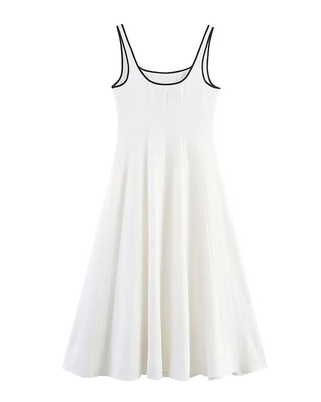 Square Neck Backless Zipper Maxi Dress