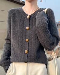 Thick Merino Wool Crewneck Cardigan