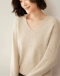 Soft Wool Long-Sleeved V-Neck Knit Sweater